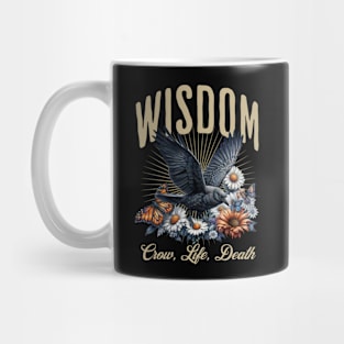 Fullmoon crow and butterflies, witch, Halloween, black crows, raven, corvid, books, magic, witchcraft, Wicca Mug